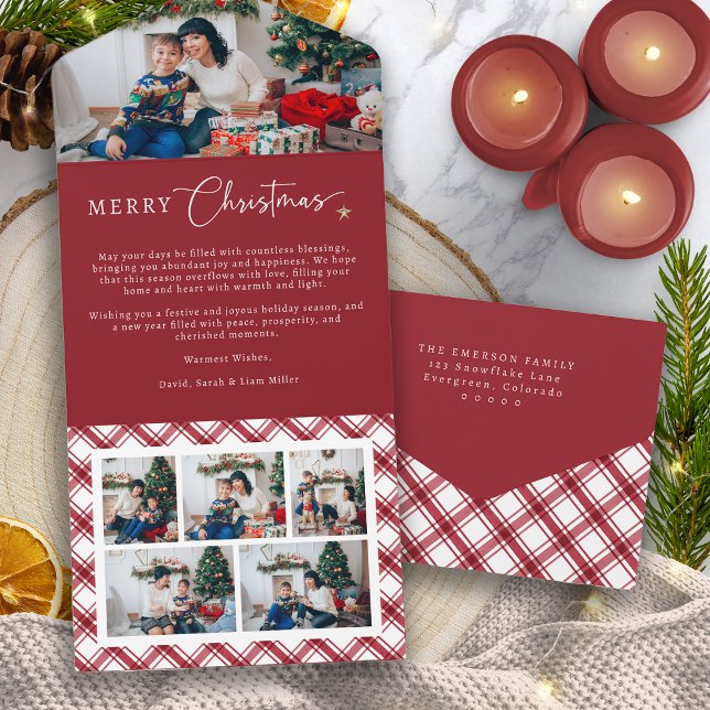 Carte de Noël Rouge Pliable en Trois (Red Merry Christmas Trifold Card
)