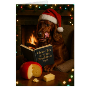 Carte de Noël Rouge / Setter Irlandais 'Taxe Froma