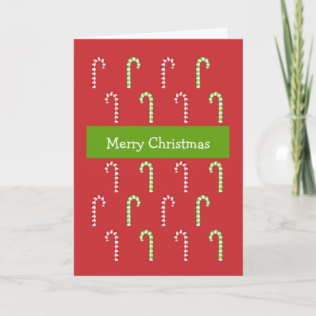 Carte de Noël rouge vert Sucre de canne (Devant)
