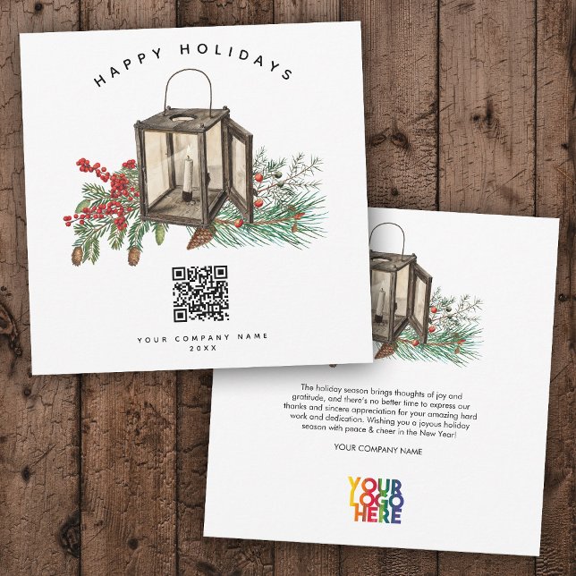 Carte de Noël Russe Business QR Code (Rustic Corporate Business QR Code Christmas Card)