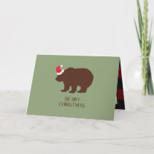 Carte de Noël Russe Père Noël Bear Forest Cabine