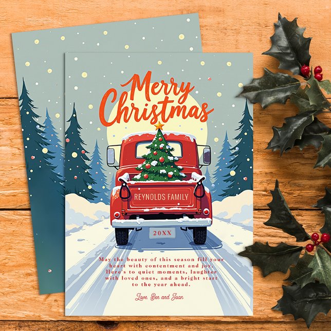 Carte de Noël Russe Red Truck (Vintage Christmas Card)