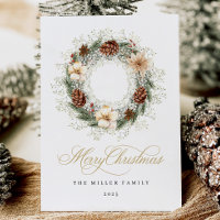 Carte de Noël Russe Watercolor Wreath