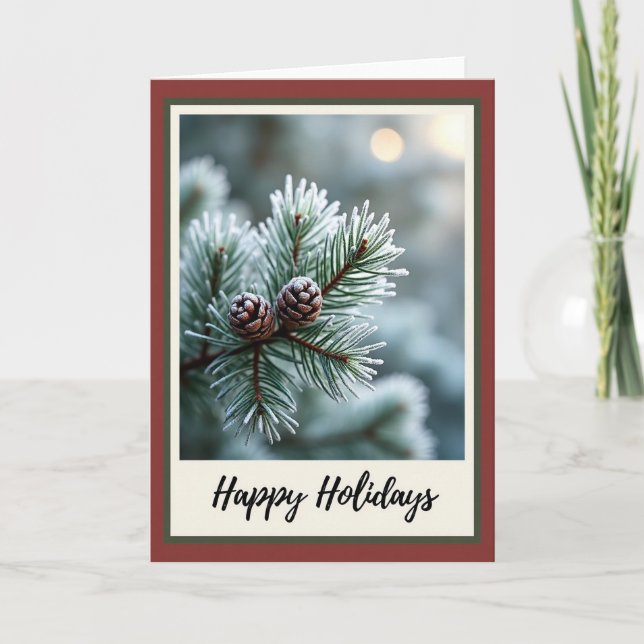 Carte de Noël rustique au pin (Devant)