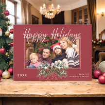 Carte de Noël rustique avec cône de pin pour photo