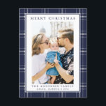 Carte de Noël Rustique bleu moderne<br><div class="desc">Carte de Noël Rustic Blue Plaid moderne - Votre photo préférée est présentée sur notre carte de Noël. Joyeux Noël est le salut en haut de la carte, mais peut être modifié à ce que vous voulez. Vous pouvez facilement rendre notre carte de Noël unique à vous grâce à notre...</div>