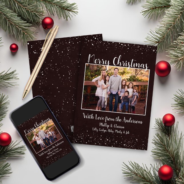 Carte de Noël Rustique Brown neige (Rustic Brown Snowy Christmas Card)