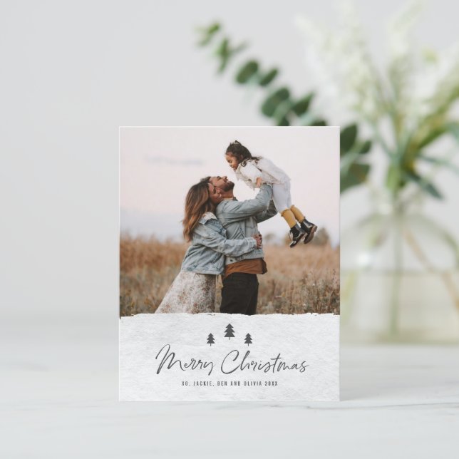 Carte de Noël rustique budgétaire Joyeux Noël 2 Ph (Debout devant)