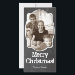 Carte de Noël Rustique Chalkboard<br><div class="desc">Cette carte de Noël ou de vacances rustique présente un design charmant de vieux tableau noir et un cadre rugueux. Le modèle facile vous permet de télécharger votre propre photo.</div>