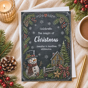 Carte de Noël rustique de campagne avec bonhomme d