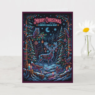 Carte de Noël rustique de forêt Fêtes boisées