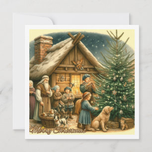 Carte de Noël rustique du Moyen Age
