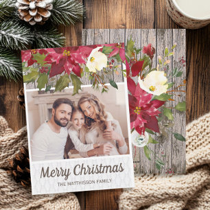 Carte de Noël rustique en bois avec dentelle et ph