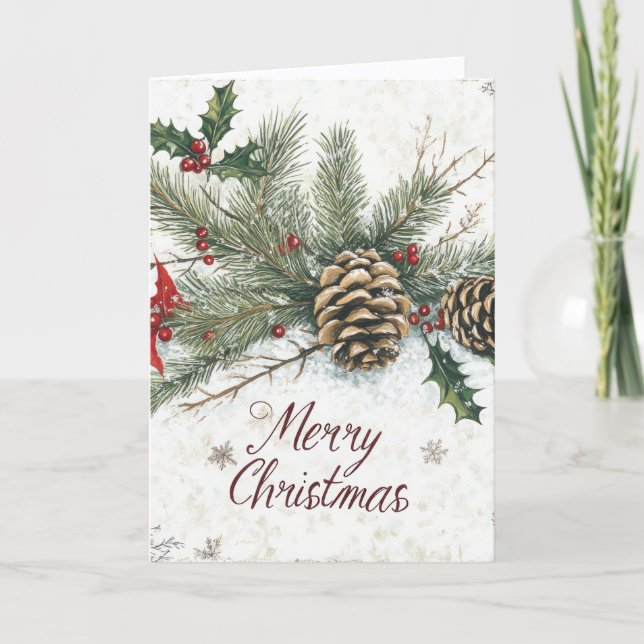 Carte de Noël rustique en forme de pomme de pin (Devant)