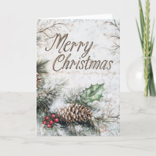Carte de Noël rustique en forme de pomme de pin