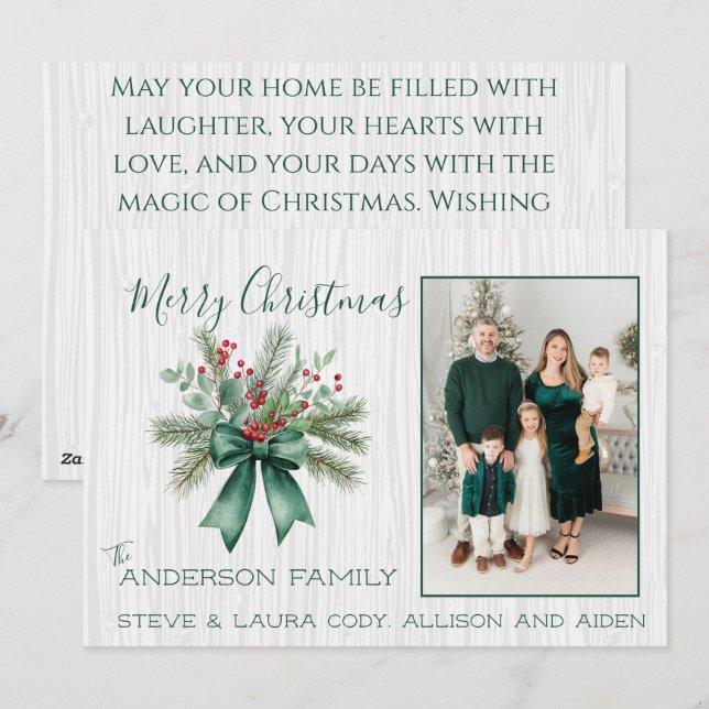 Carte de Noël rustique personnalisable  (Devant / Derrière)