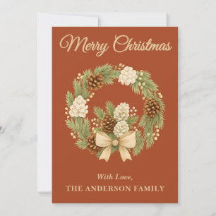 Carte de Noël Rustique Pine Green Vacances Wreath
