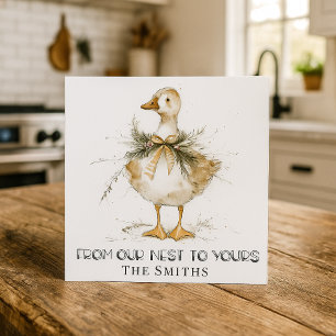 Carte de Noël rustique pour oie canard