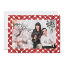 Carte de Noël Rustique Rouge à Carreaux