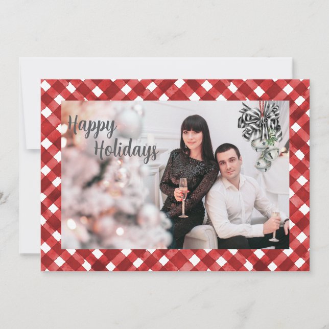 Carte de Noël Rustique Rouge à Carreaux (Devant)