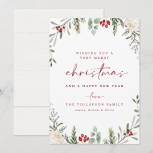 Carte de Noël rustique sans photo avec lierre