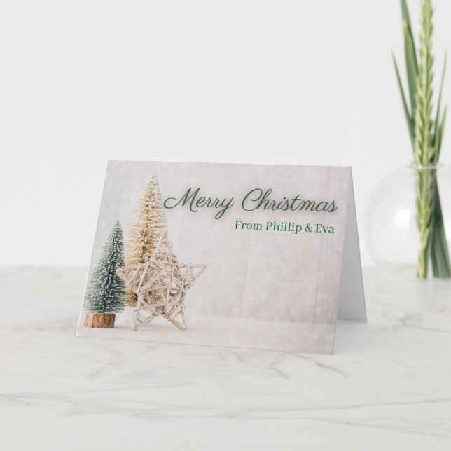 Carte de Noël rustique vintage personnalisable pou (Devant)