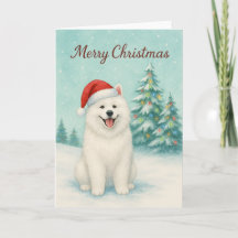 Carte de Noël Samoyed - Carte de vacances