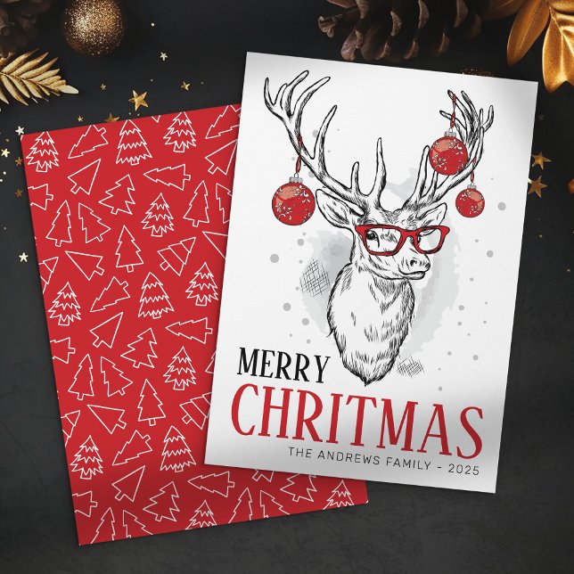 Carte de Noël sans photo Hipster Renne (Créateur téléchargé)