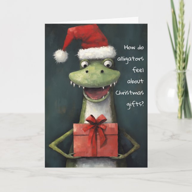 Carte de Noël Santa Alligator Étourdi (Devant)