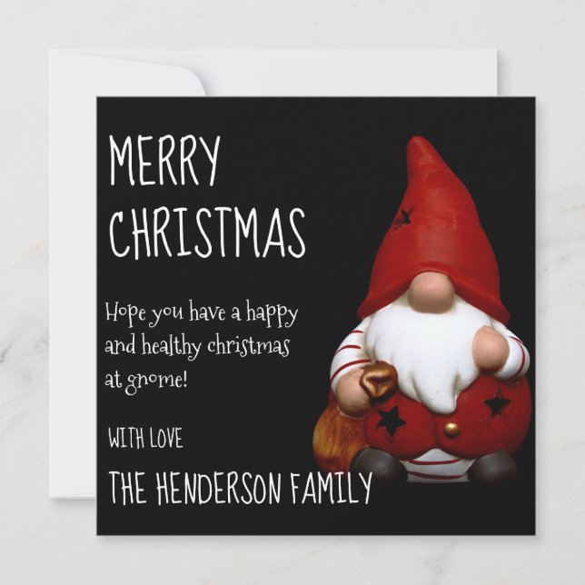 Carte de Noël Santa Gnome | Carte de vacances de N (Devant)