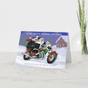 Carte de Noël Santa Outlaw avec Mama Claus©