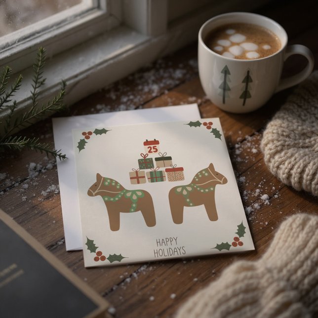 Carte de Noël scandinave Cheval de Dala (Créateur téléchargé)