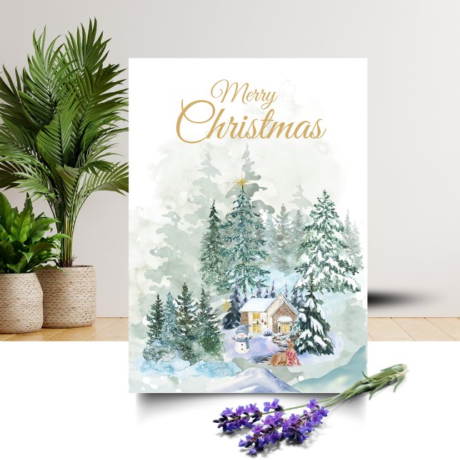 Carte de Noël Scène de forêt hivernale (Créateur téléchargé)