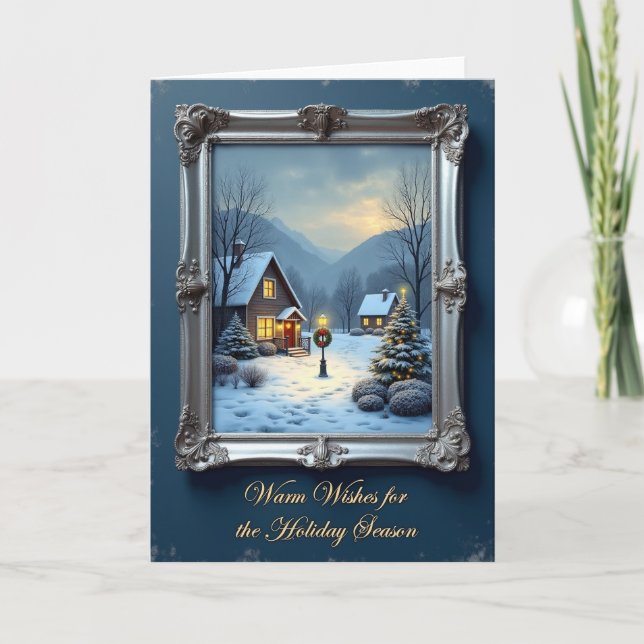 Carte de Noël Scène d'Hiver Ornée (Devant)