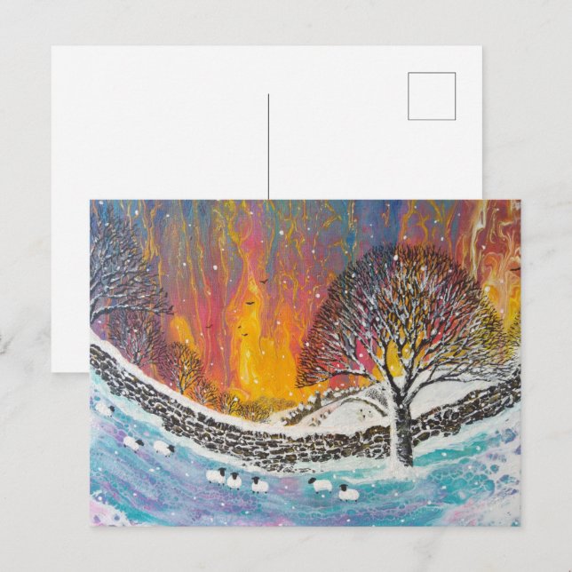 Carte de Noël Scène enneigée (Devant / Derrière)