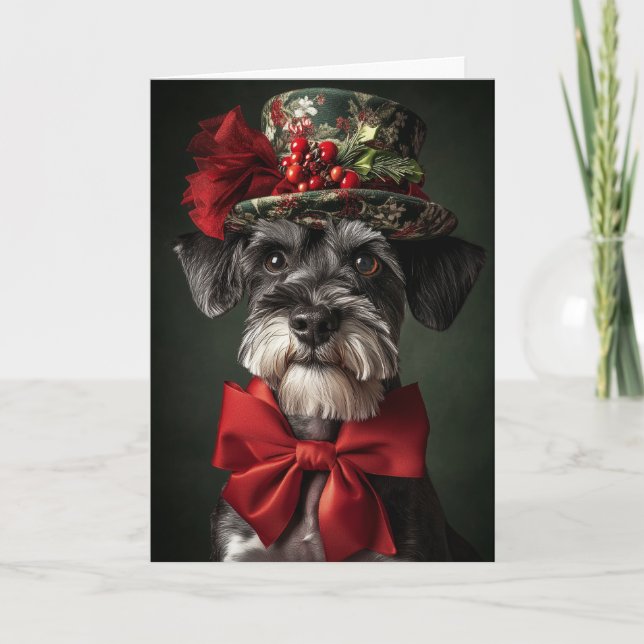 Carte de Noël Schnauzer Élégant chien victorien (Devant)