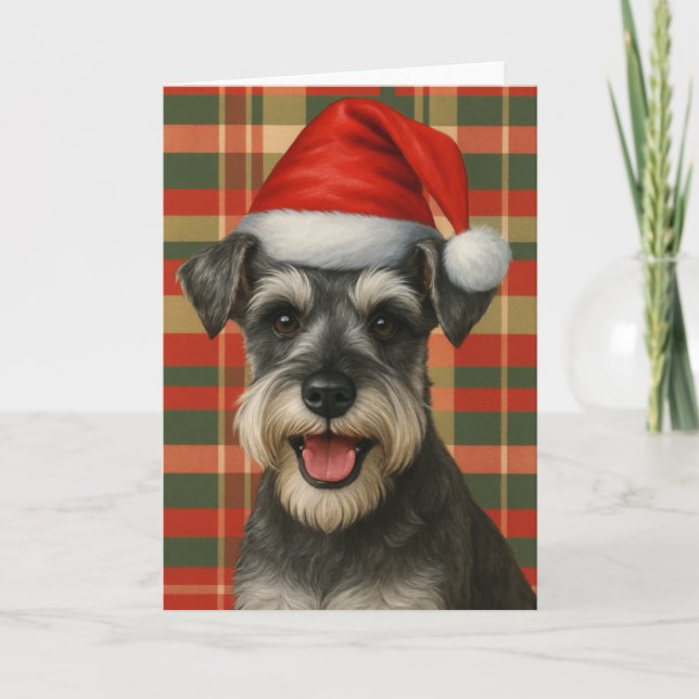 Carte de Noël Schnauzer miniature à carreaux (Devant)
