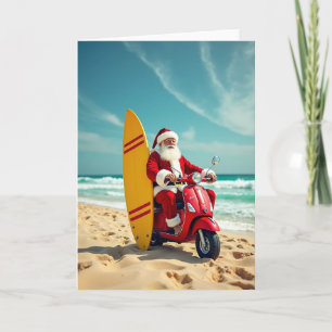 Carte de Noël Scooter de plage de Père Noël