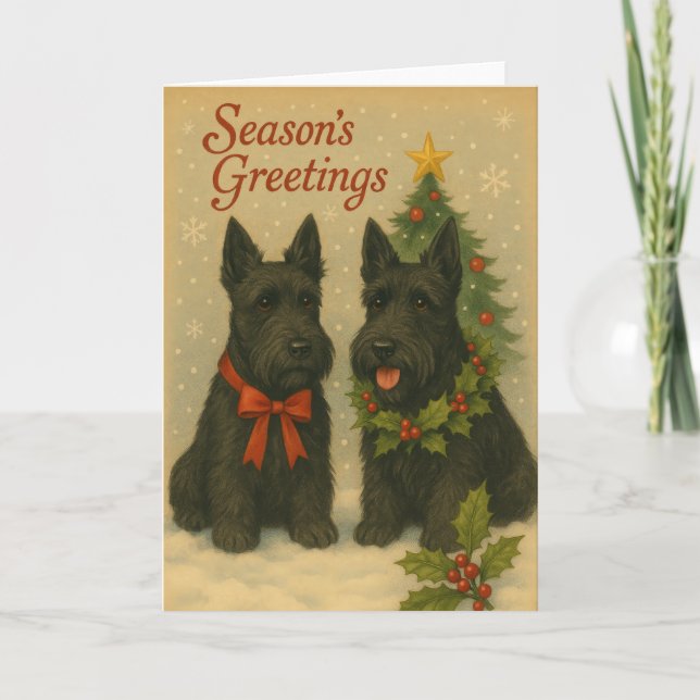 Carte de Noël Scottish Terrier (Devant)