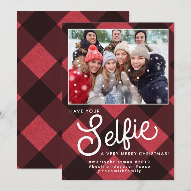 Carte de Noël Selfie, Carte de vacances Selfie, Se (Devant / Derrière)