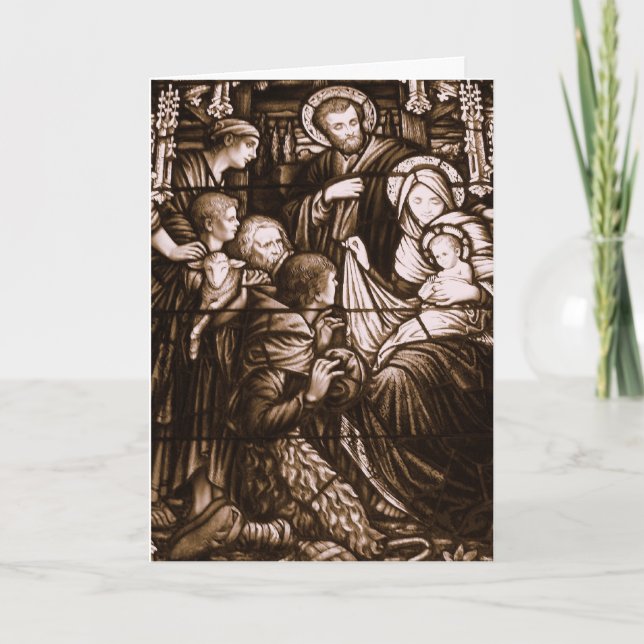 Carte de Noël Sepia Stain Glass (Devant)