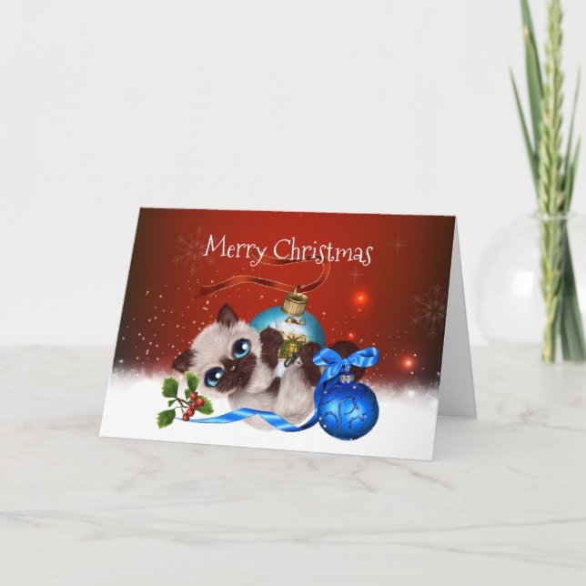 Carte de Noël Siamese Kitten (Devant)