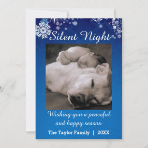 Carte de Noël Silence Night Blue Snow