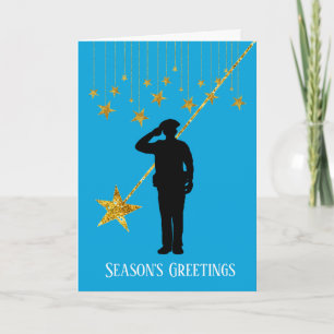 Carte de Noël Silhouette d'agent de police & Étoil