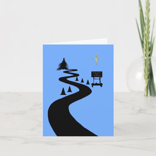 Carte de Noël silhouette de construction de route (Devant)