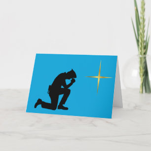 Carte de Noël Silhouette du policier agenouillé