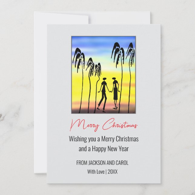 Carte de Noël Silhouette et Palmiers (Devant)