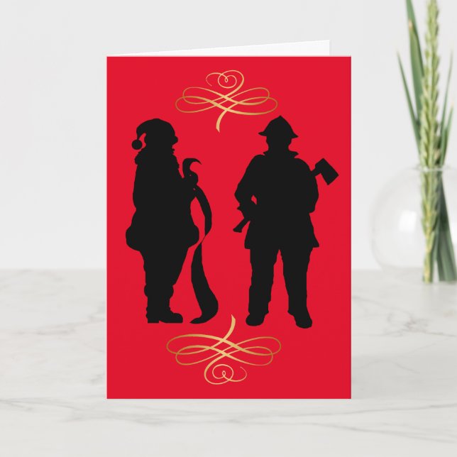 Carte de Noël Silhouettes Firemer & Père Noël (Devant)