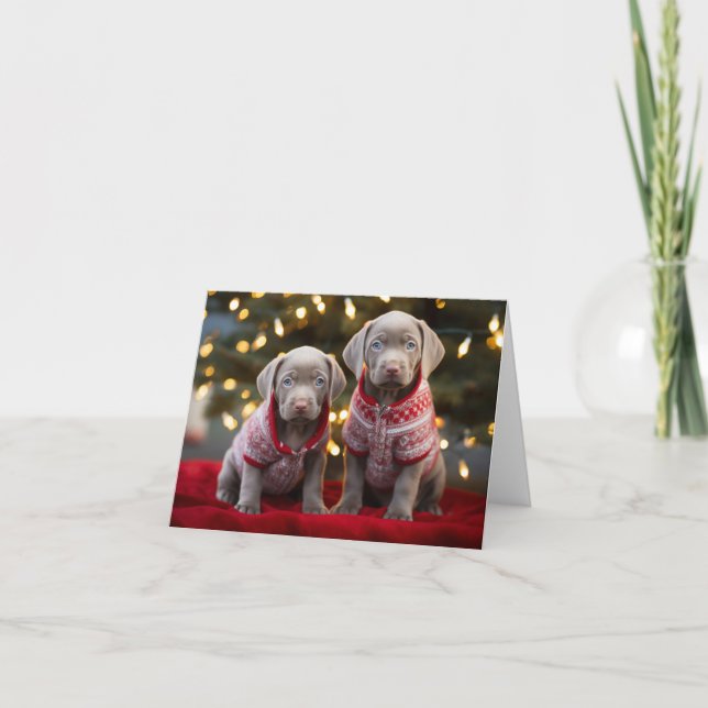 Carte de Noël Silver Labrador Puppies (Devant)