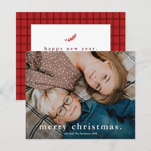 Carte de Noël simple avec photo et texte Joyeux No (Devant / Derrière)